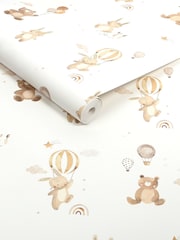 Neutral Watercolour Bunny & Bear 10M Wallpaper - Image 3 of 4