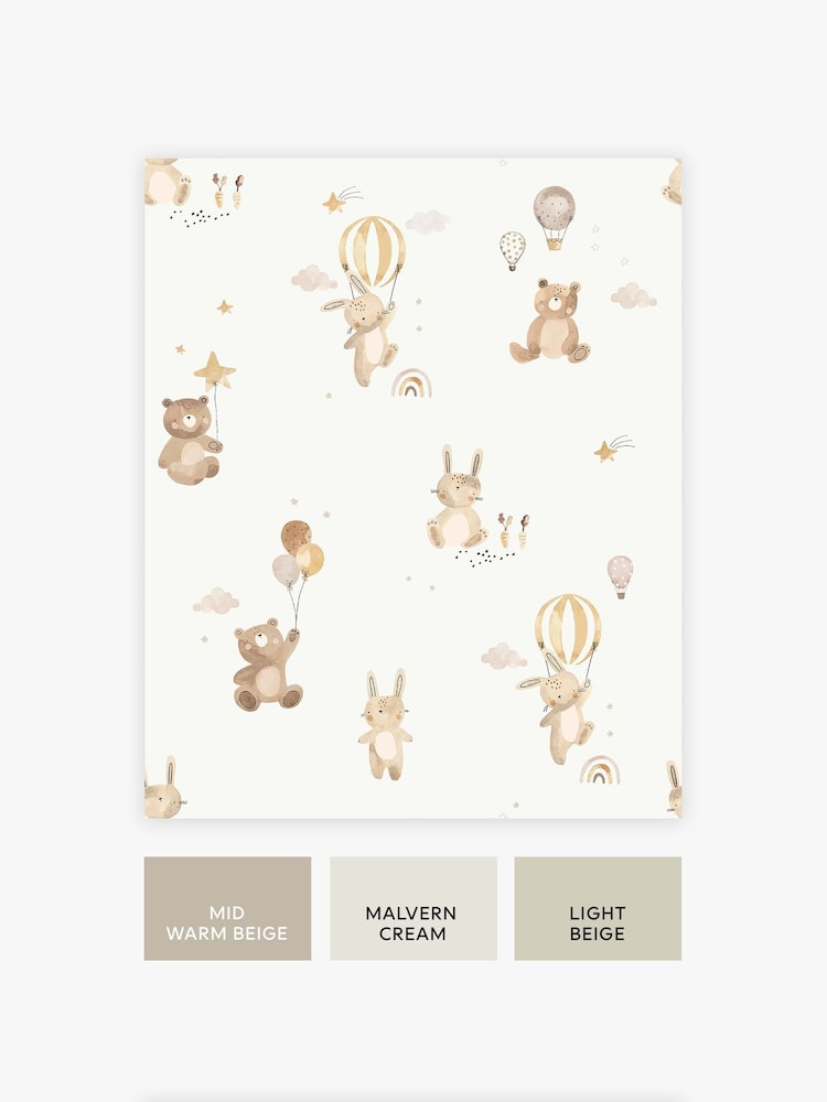 Neutral Watercolour Bunny & Bear 10M Wallpaper - Image 4 of 4