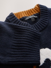 Navy Blue Swan Graphic - Long Sleeve Crew Neck Jumper With Wool - Bild 6 von 9