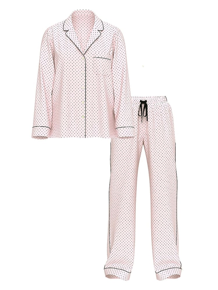 Victoria's Secret Angel Pink Small Dot Cotton Long Pyjamas Set - Image 3 of 3