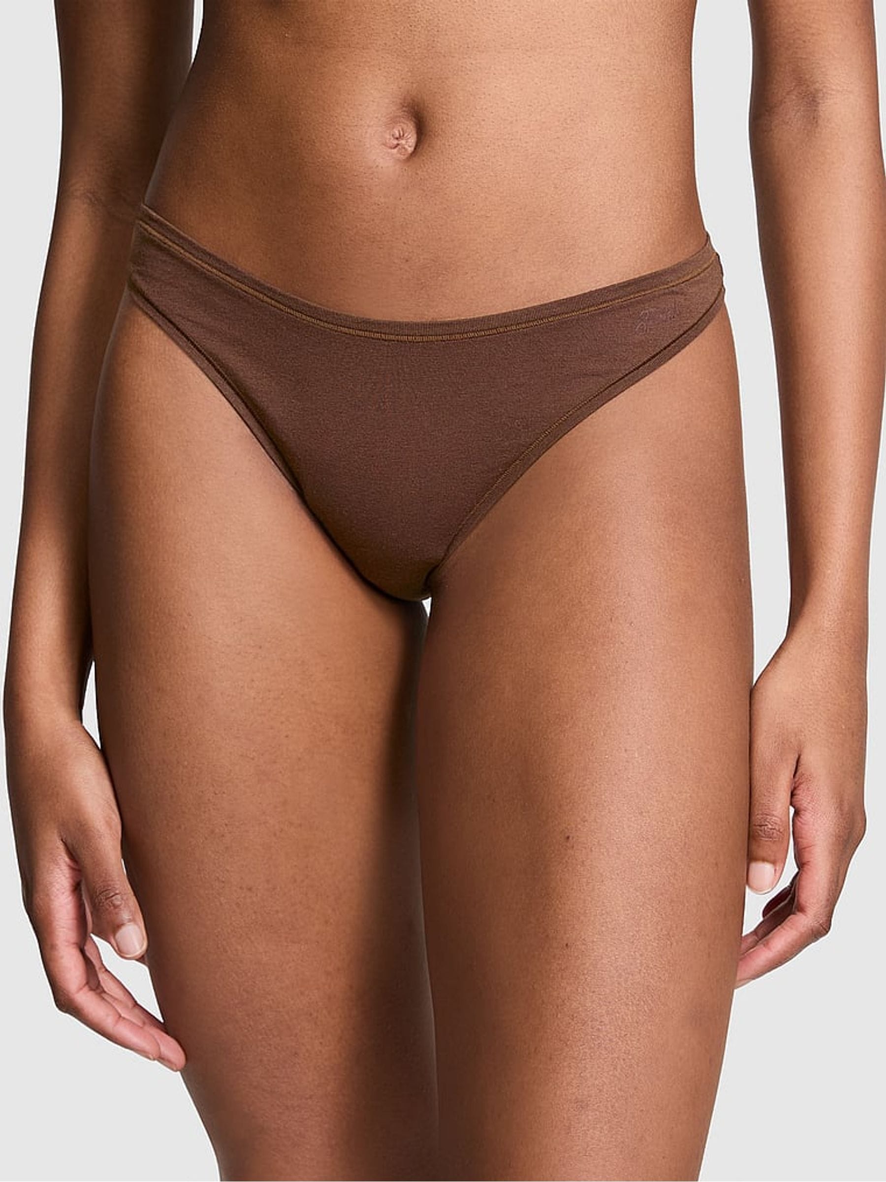 Victoria's Secret PINK Ganache Nude Thong Cotton Knickers