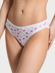 Victoria's Secret White & Pink Peonies Bikini Lace Trim Knickers - Image 1 of 3