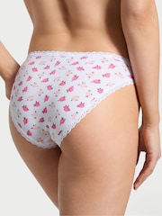 Victoria's Secret White & Pink Peonies Bikini Lace Trim Knickers - Image 2 of 3