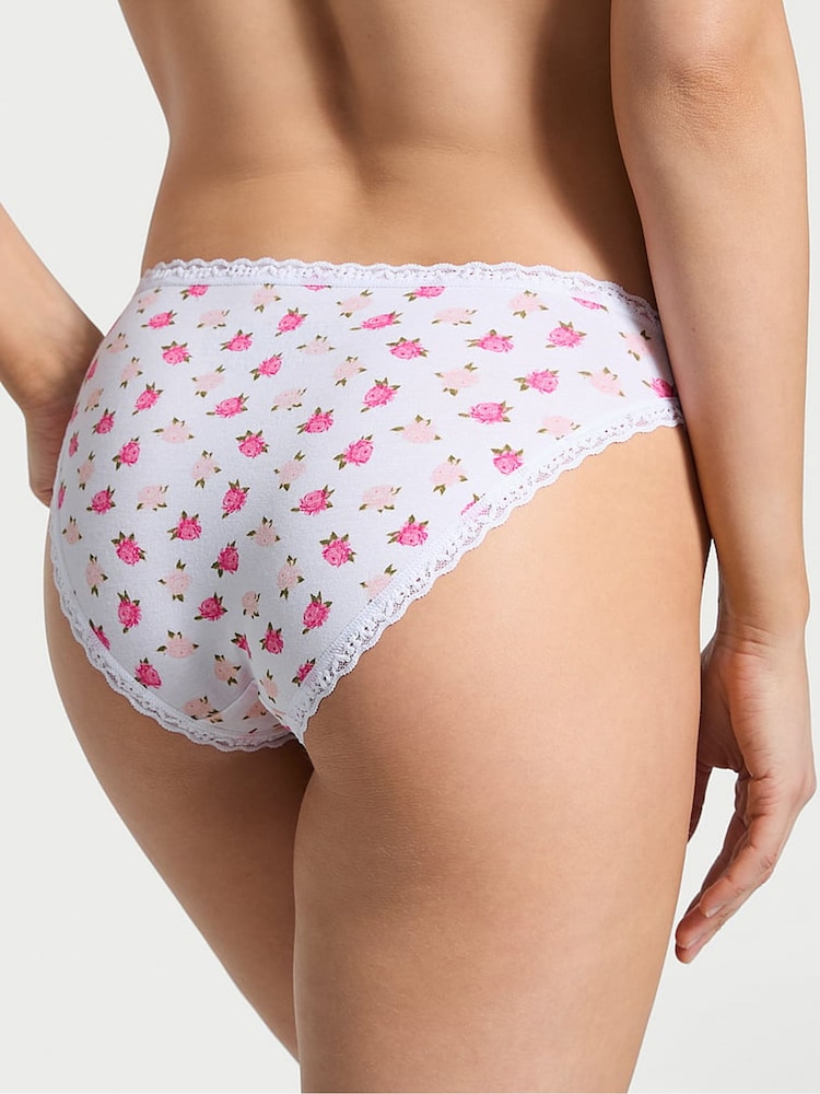 Victoria's Secret White & Pink Peonies Bikini Lace Trim Knickers - Image 2 of 3
