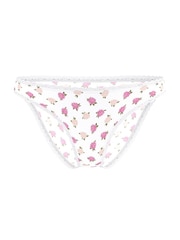 Victoria's Secret White & Pink Peonies Bikini Lace Trim Knickers - Image 3 of 3