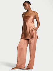 Victoria's Secret Desert Blush Brown Luxe Satin Tunic and Trousers Set - Image 1 of 3
