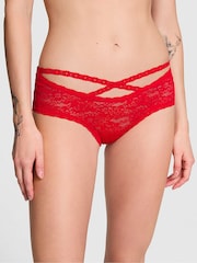 Victoria's Secret PINK Red Pepper Double Strap Cheeky Floral Lace Knickers - Image 1 of 3