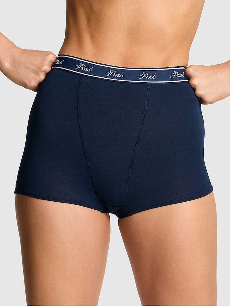 Victoria's Secret PINK Noir Navy Blue Cotton Logo Knickers - Image 1 of 3 Victoria's Secret PINK Noir Navy Blue Cotton Logo Knickers - Image 1 of 3