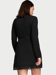 Victoria's Secret Black Modal Lace Trim Robe - Image 2 of 3