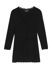 Victoria's Secret Black Modal Lace Trim Robe - Image 3 of 3