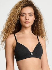 Victoria's Secret Black Heather Non Wired Lightly Lined Cotton Logo Bra - Image 1 of 3