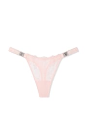 Victoria's Secret Angel Pink Thong Scattered Shine Strap Lace Knickers - Image 3 of 3