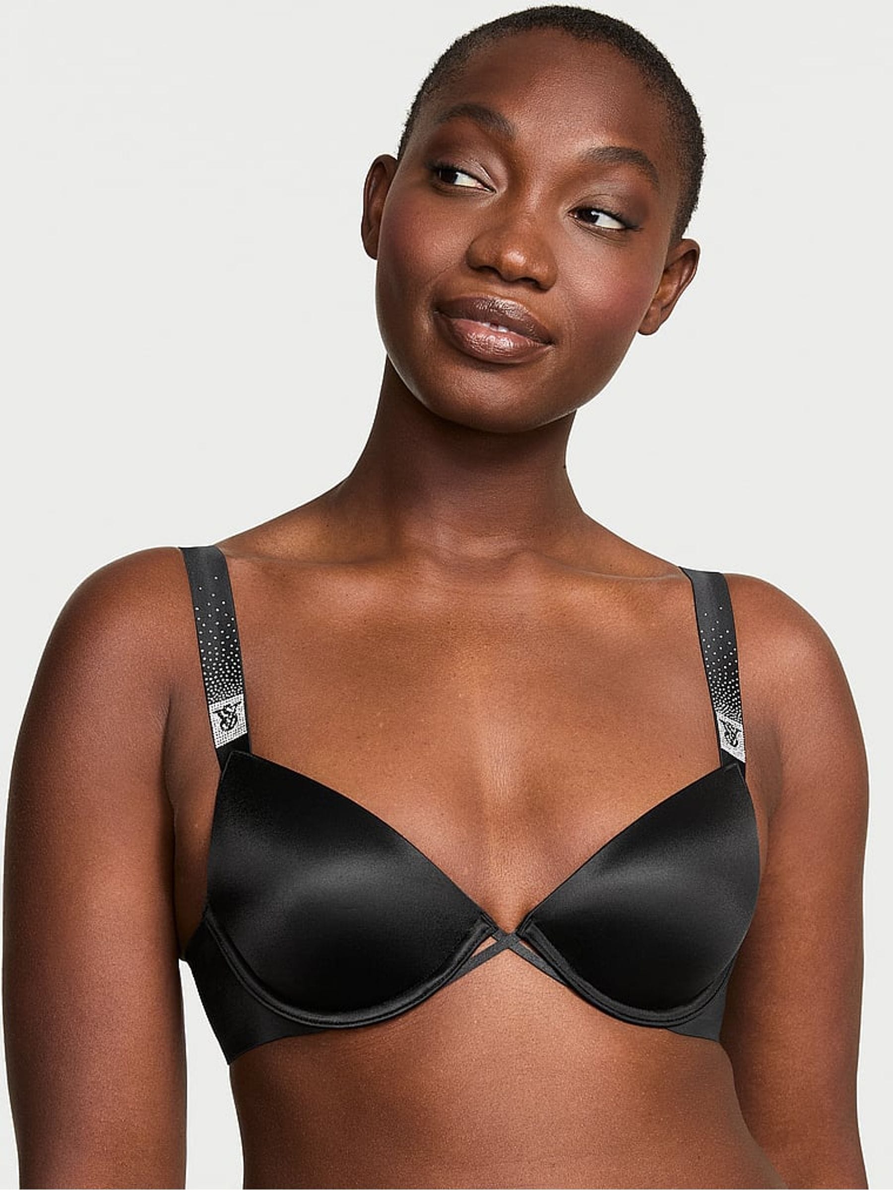 Victoria's Secret Black Lightly Lined Demi Scattered Shine Strap Bra
