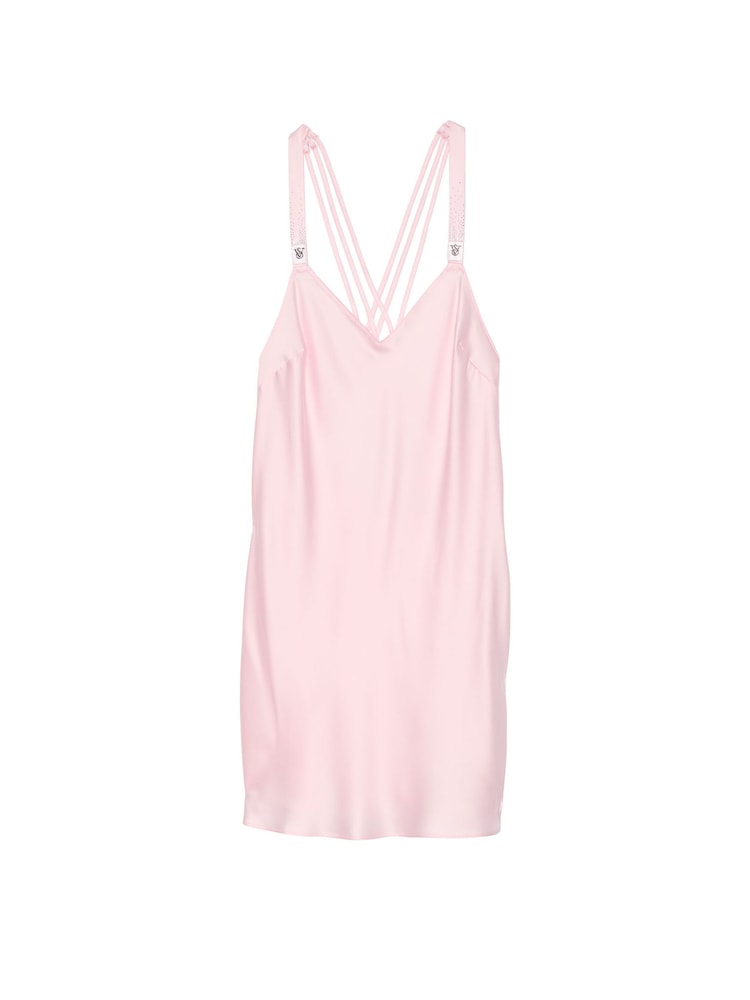 Victoria's Secret Angel Pink Scattered Shine Satin Strappy Back Slip - Image 3 of 3 Victoria's Secret Angel Pink Scattered Shine Satin Strappy Back Slip - Image 3 of 3
