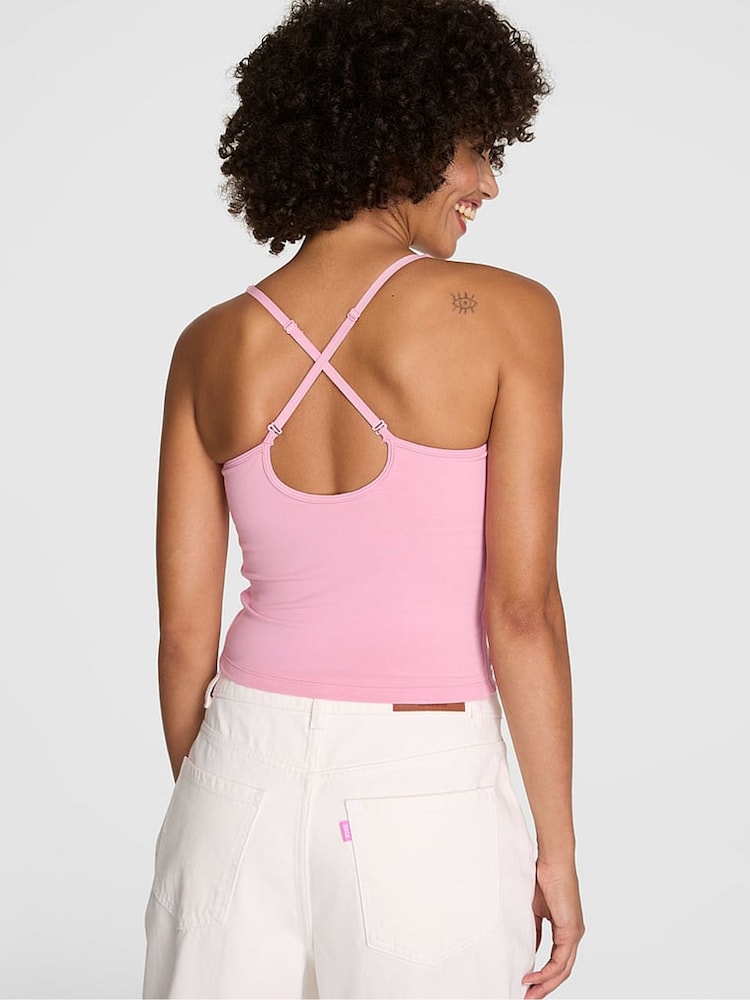 Victoria's Secret PINK Cameo Pink Shine Cotton Square Neck Sports Bra - Image 2 of 2 Victoria's Secret PINK Cameo Pink Shine Cotton Square Neck Sports Bra - Image 2 of 2