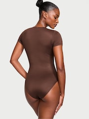 Victoria's Secret Brown FeatherSoft™ BODYWEAR Short-Sleeve Bodysuit - Image 2 of 3
