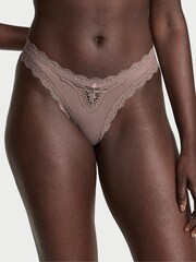 Victoria's Secret Titanium Grey Lace Trim Brazilian Knickers - Image 1 of 3