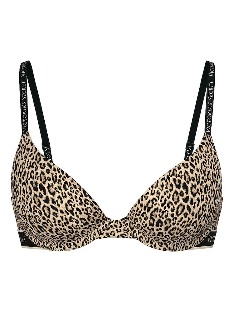 Victoria's Secret Leopard Brown Lightly Lined Full Cup Cotton Logo Bra - Image 1 of 2