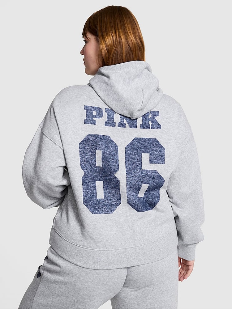 Victoria's Secret PINK Medium Heather Grey Fleece Zip Up Hoodie - Image 3 of 3