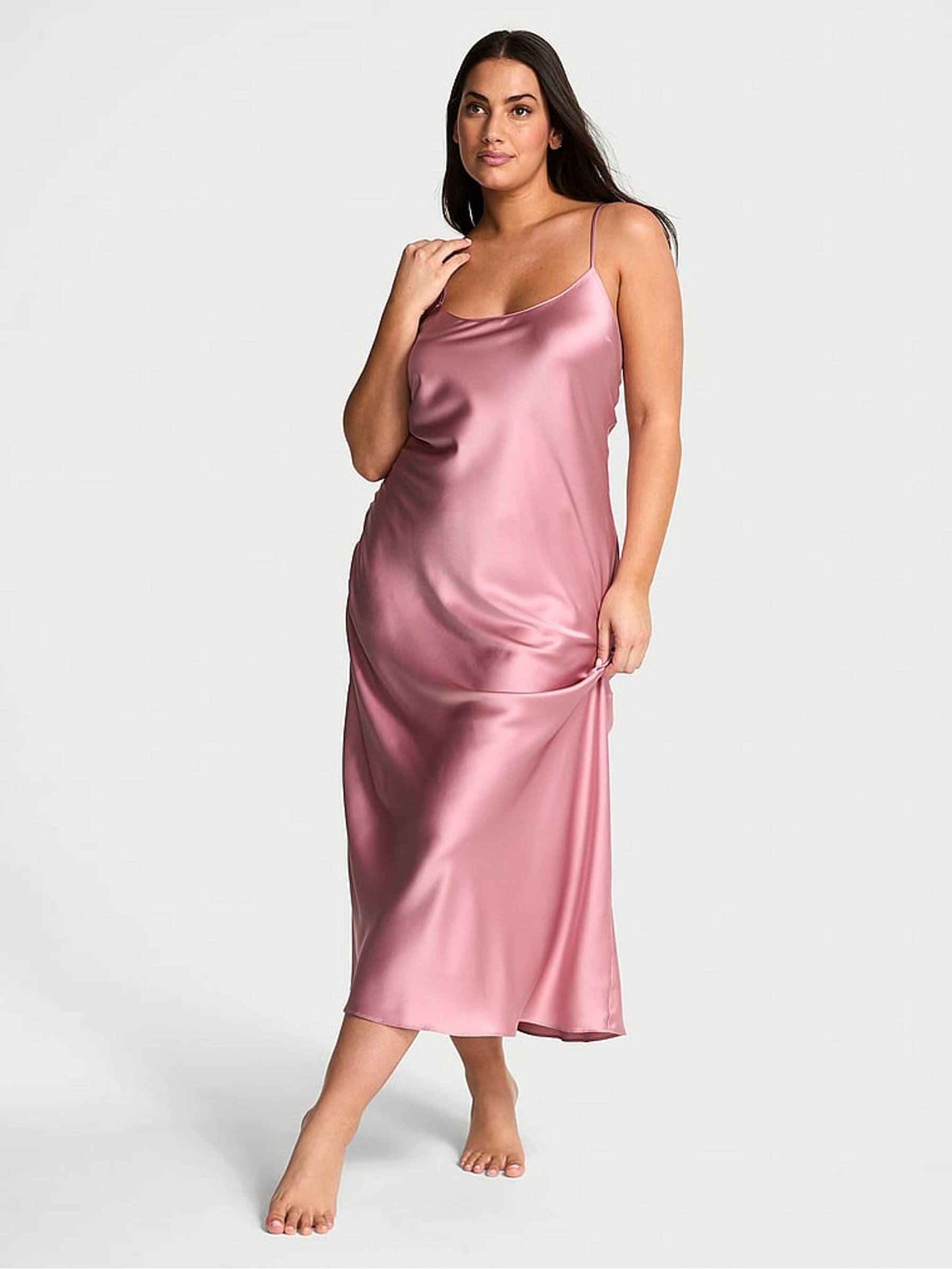 Buy Victoria's Secret Dusk Mave Pink Satin Maxi Slip from the Next