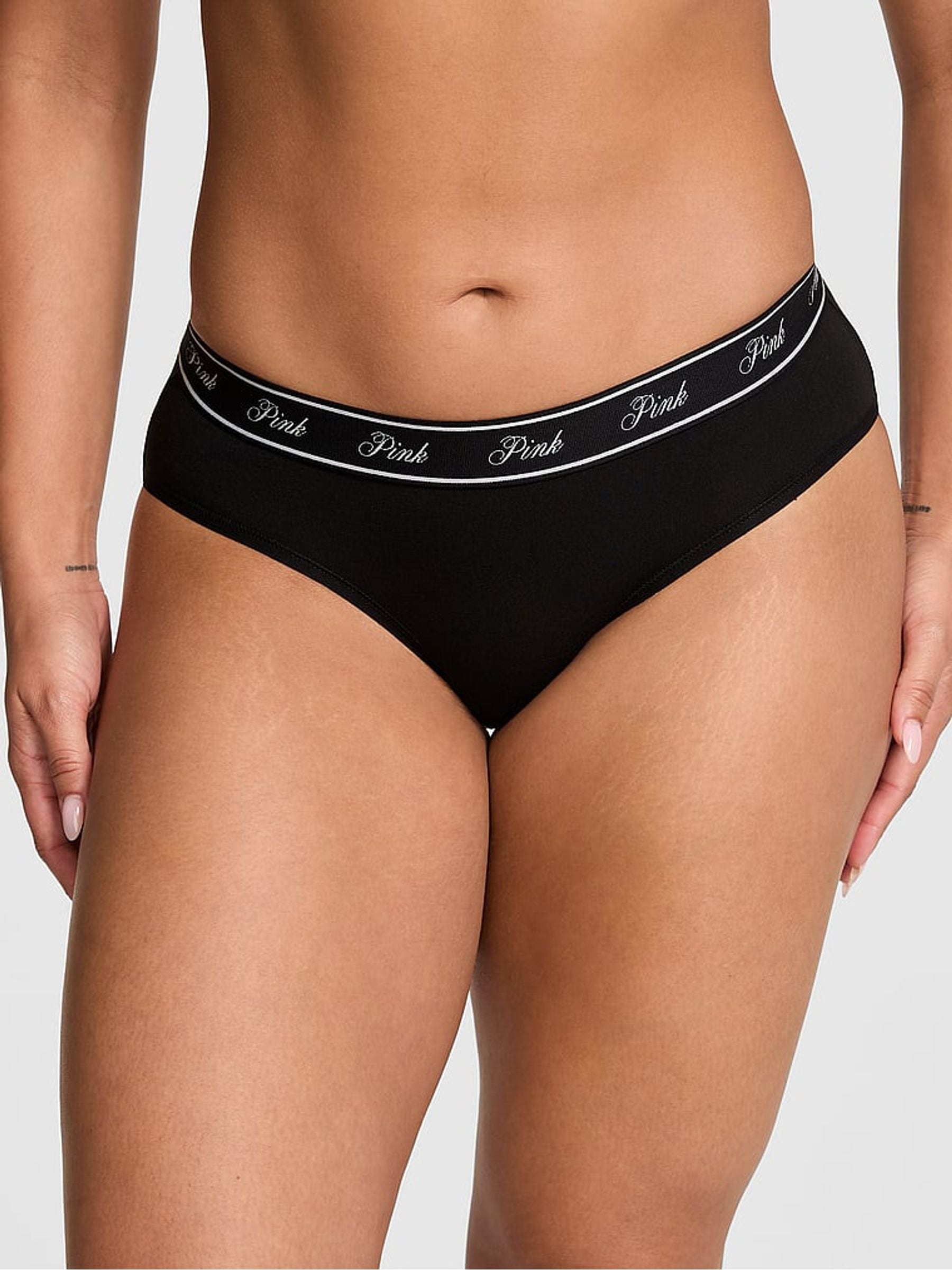 Victoria's Secret PINK Black Hipster Cotton Logo Knickers