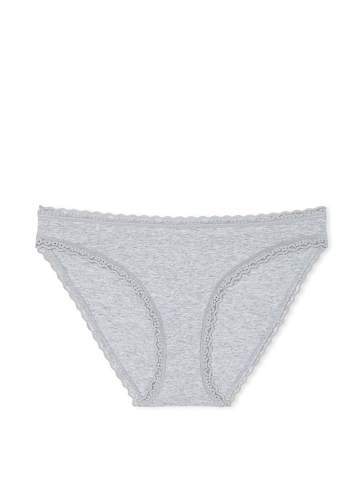 Victoria's Secret Heather Grey Bikini Lace Trim Knickers - Image 3 of 3