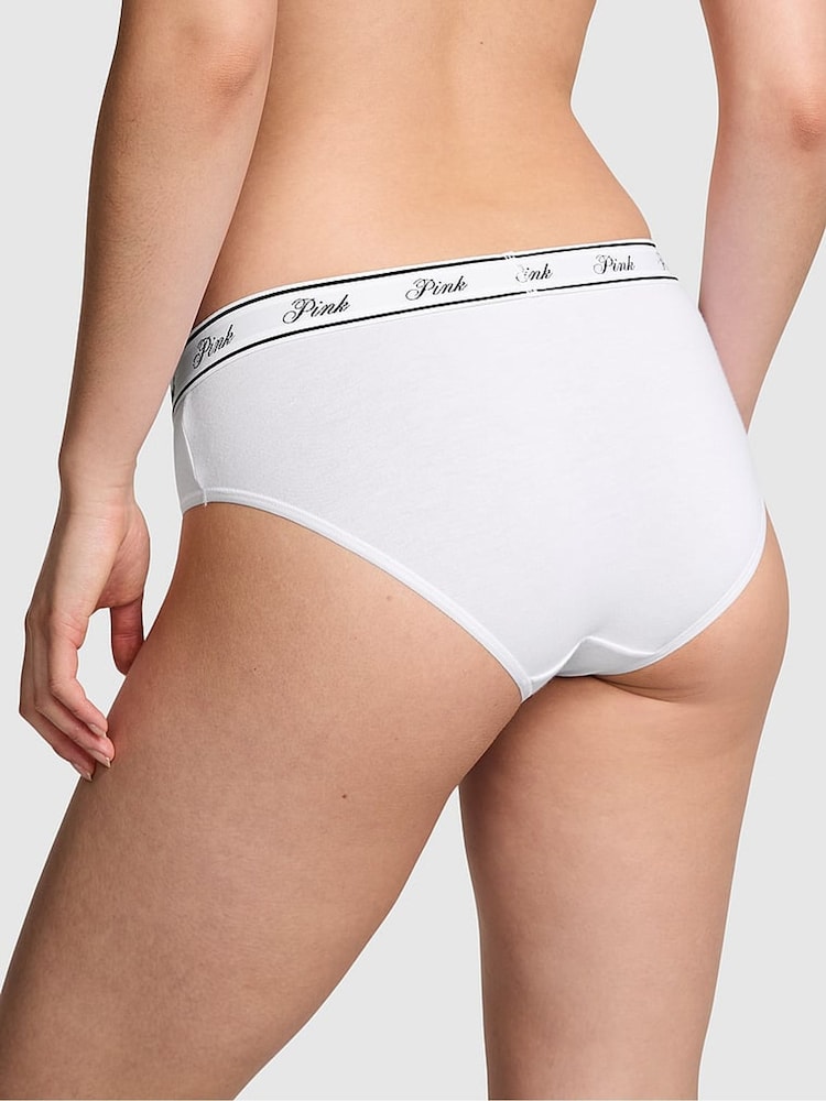 Victoria's Secret PINK White Hipster Cotton Logo Knickers - Image 2 of 3