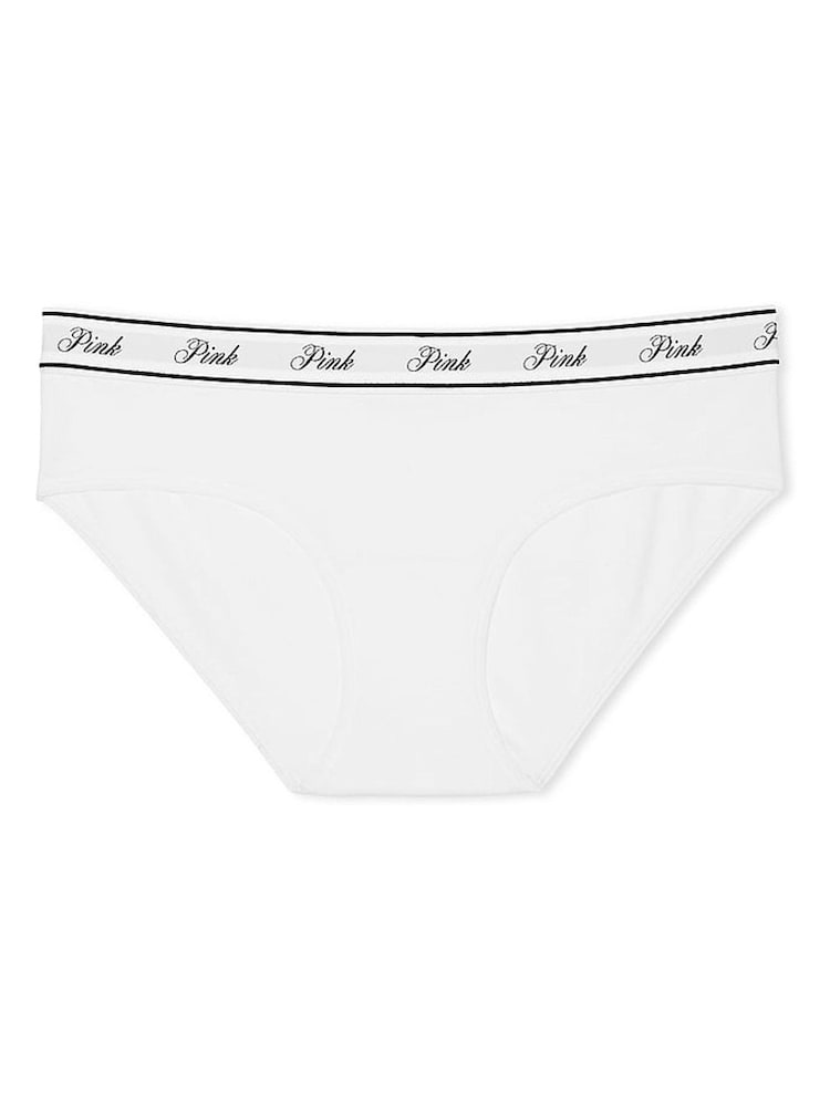 Victoria's Secret PINK White Hipster Cotton Logo Knickers - Image 3 of 3