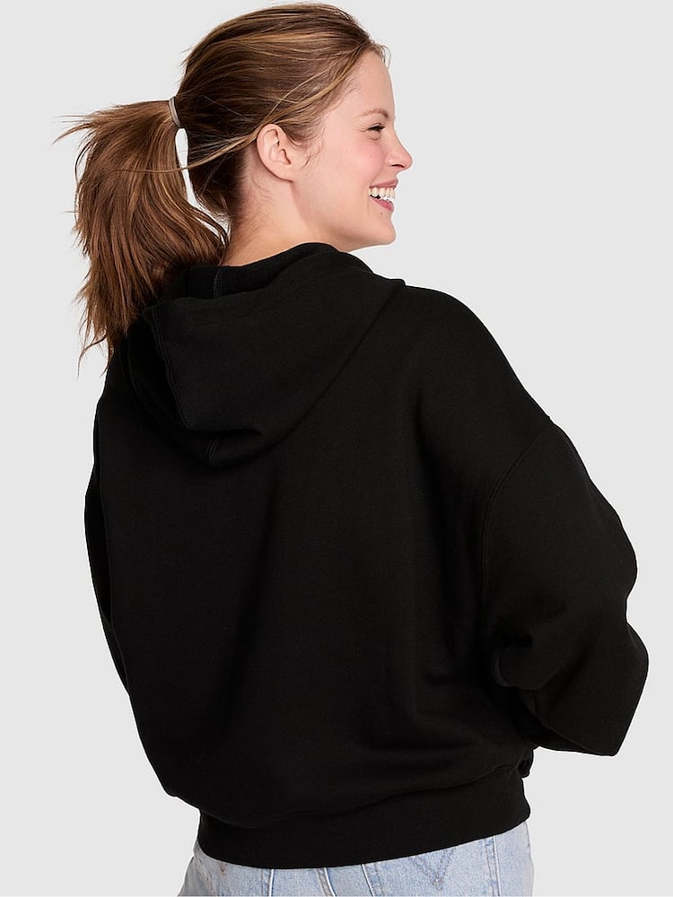 Victoria's Secret PINK Black Half Zip Fleece Hoodie - Image 2 of 3