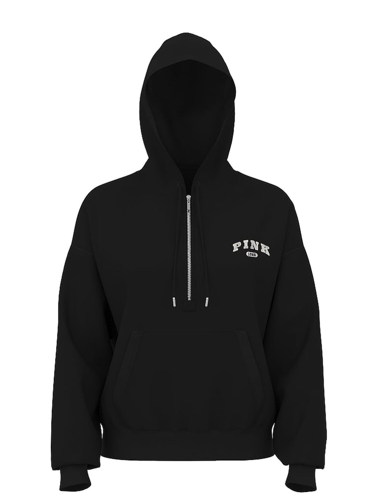 Victoria's Secret PINK Black Half Zip Fleece Hoodie - Image 3 of 3 Victoria's Secret PINK Black Half Zip Fleece Hoodie - Image 3 of 3