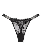Victoria's Secret Black Thong Scattered Shine Strap Lace Knickers - Image 1 of 2