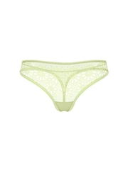 Victoria's Secret New Reed Green Thong Eyelet Mesh Knickers - Image 1 of 2