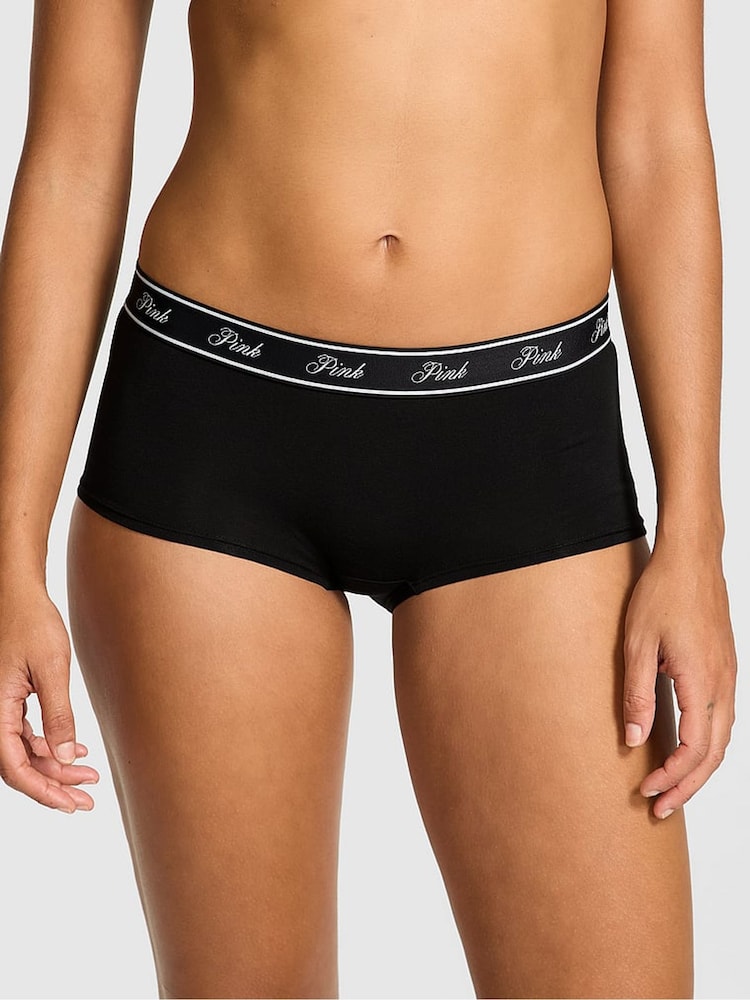 Victoria's Secret PINK Black Cotton Logo Knickers - Image 1 of 3