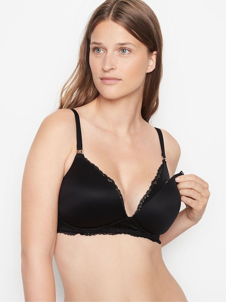 Victoria's Secret Black Non Wired Lightly Lined Lace Wing Nursing Bra - Image 1 of 3
