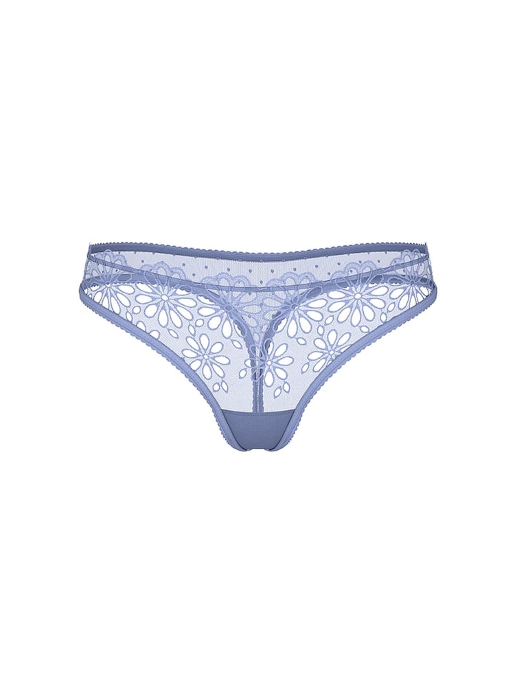 Victoria's Secret Smokey Blue Thong Eyelet Mesh Knickers - Image 1 of 2 Victoria's Secret Smokey Blue Thong Eyelet Mesh Knickers - Image 1 of 2