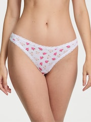 Victoria's Secret White Soft Peonies Thong Cotton Lace Trim Knickers - Image 1 of 3