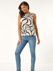 Roman White Abstract Print Shell Vest Top - Image 2 of 5