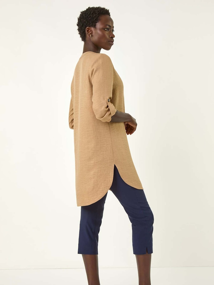 Roman Natural Horn Button Detail Longline Tunics Top - Image 3 of 5