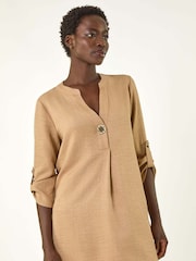 Roman Natural Horn Button Detail Longline Tunics Top - Image 4 of 5