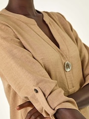 Roman Natural Horn Button Detail Longline Tunics Top - Image 5 of 5
