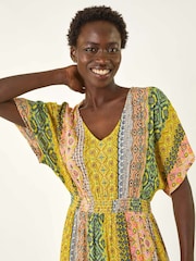 Roman Yellow Boho Stripe Maxi Dress - Image 4 of 5