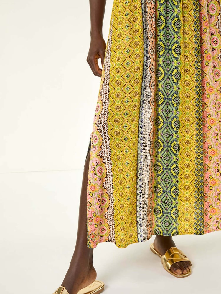 Roman Yellow Boho Stripe Maxi Dress - Image 5 of 5