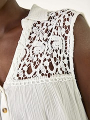 Roman White Lace Yoke Tiered Panel Blouse - Image 5 of 5