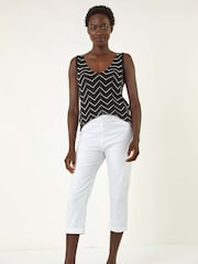 Roman White Turn Up Stretch Cargo Trousers - Image 1 of 5