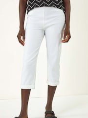 Roman White Turn Up Stretch Cargo Trousers - Image 3 of 5