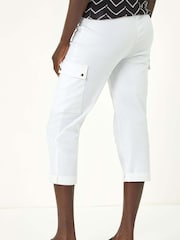 Roman White Turn Up Stretch Cargo Trousers - Image 4 of 5