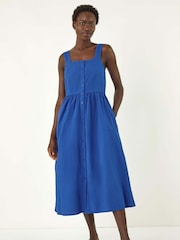 Roman Blue Seer Sucker 100% Cotton Sundress - Image 5 of 5