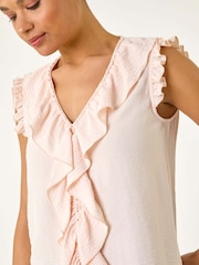 Roman Pink V-Neck Ruffle Front Vest Top - Image 5 of 5