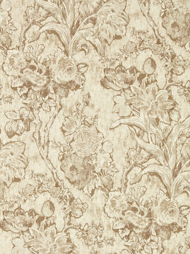 Sanderson Jute Fringed Tulip Toile Giles Deacon Wallpaper Sample - Image 1 of 1
