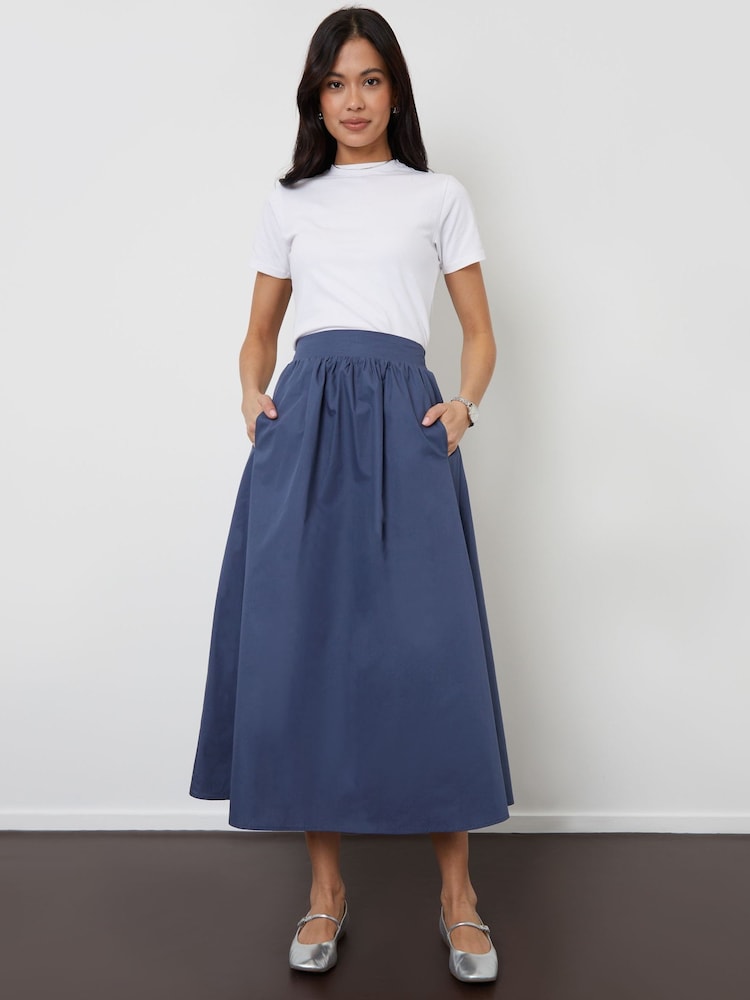 Threadbare Blue Maxi Skirt with Pockets - Image 1 of 4